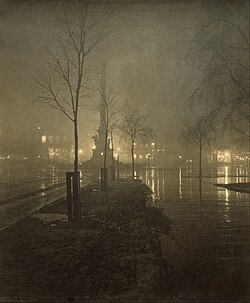 A wet night in Columbus Circle