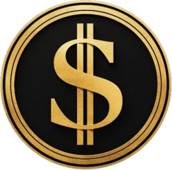Icon of the Department of Government Efficiency: a gold dollar sign in a black circle surrounded by a gold border
