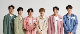 Just B in November 2021 L–R: Sangwoo, DY, Geonu, Siwoo, Lim Ji-min, Bain
