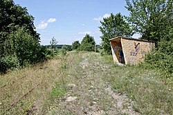 Remains of Chwalim railway station [pl] in 2012.