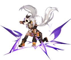 Official art of Iansan, a character with dark skin in the game. Iansan is shown wearing a sort of tribal outfit, and is one of the few dark-skinned characters in the game.