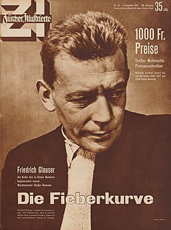 Portrait photo of Glauser by Gotthard Schuh, Zürcher Illustrierte, vol. 13, no. 49 (December 3, 1937)