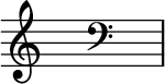{ \magnifyStaff #3/2 \omit Score.TimeSignature \key c \major s2 \clef F \key c \major s }
