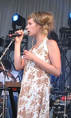 Performing with Broken Social Scene at Deer Lake Park in 2006.