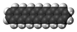 Space-filling model of the heptacene molecule