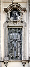 Baroque window of the Palazzo Sormani (Milan, Italy)