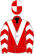 Red, white chevron, white chevrons on sleeves, quartered cap