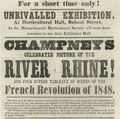 Advertisement for exhibition of works by Champney at Horticultural Hall, School Street, Boston, 1849