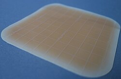 A picture of a large hydrocolloid dressing.