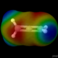 The electrostatic potential of allene mapped onto a translucent surface.