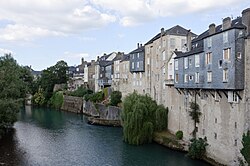 Houses along the 'gave d'Aspe', before its junction with the 'gave d'Ossau' to make the 'gave d'Oloron'