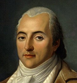Painting of man with white hair in formal attire