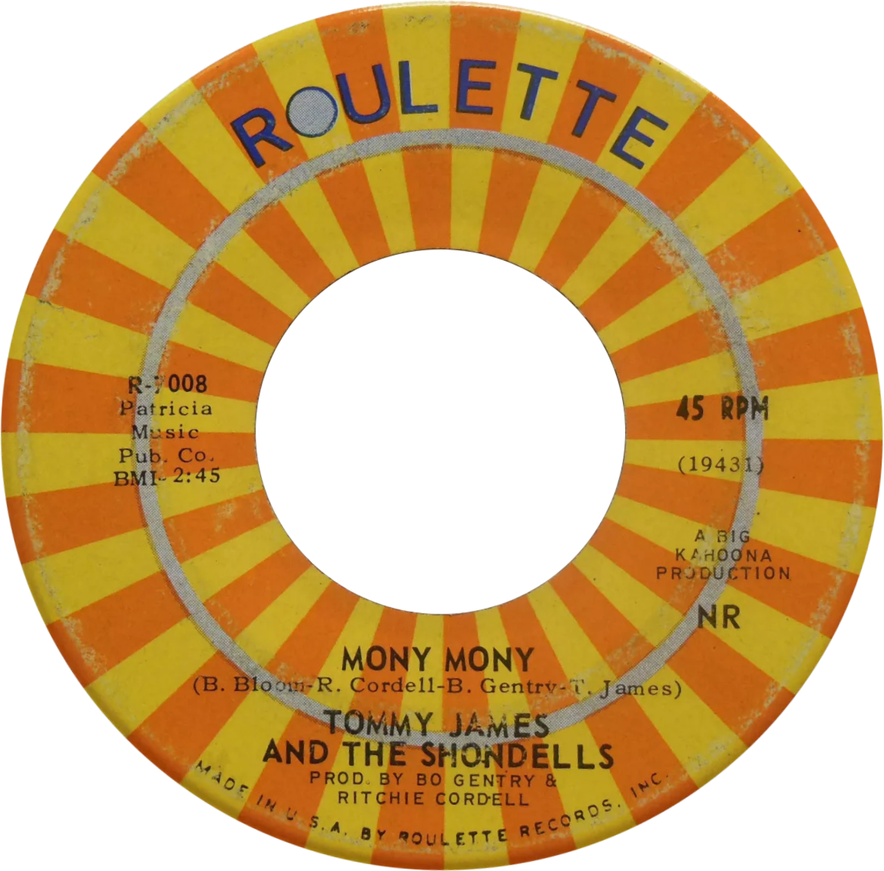 Mony mony tommy james shondells US single var A.png