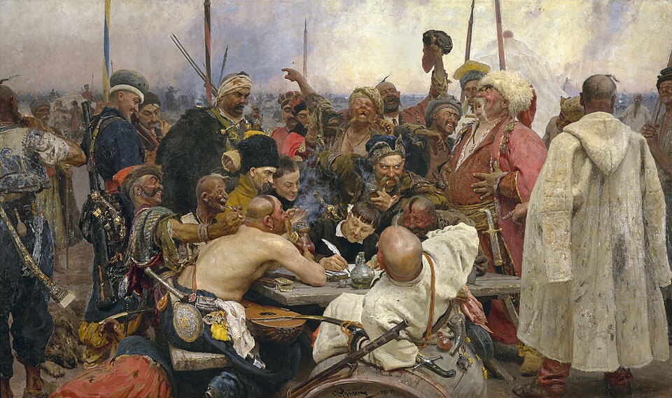 Reply of the Zaporozhian Cossacks to Sultan Mehmed IV, State Russian Museum, Saint Petersburg (1880–1891)