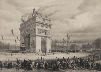 Sculptural group representing Napoleon I, installed on the Arc de Triomphe in 1840 for the return of his remains to France