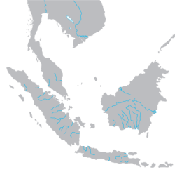 Map of the expansion of the Srivijaya empire, beginning in Palembang in the 7th century, then extending to most of Sumatra, then expanding to Java, Riau Islands, Bangka Belitung, Singapore, Malay Peninsula, Thailand, Cambodia, South Vietnam, Kalimantan, Sarawak, Brunei, Sabah, and ended as the Kingdom of Dharmasraya in Jambi in the 13th century.