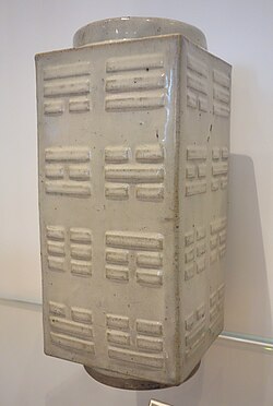 Qing vase, in the shape of ancient jade congs