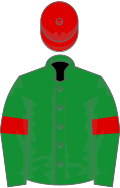 Green, red armlets and cap