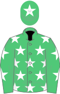 Emerald green, white stars, emerald green cap, white star