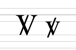Latin letter V with stroke and diagonal stroke