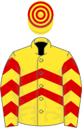 Yellow, red chevrons, hooped cap