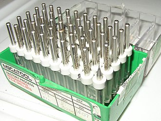 A box of #76 (0.02 in or 0.51 mm) PCB drill bits