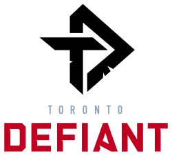 The logo for Toronto Defiant displays the letter T inscribed in the letter D.