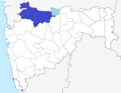 Blue: Khandesh in Maharashtra