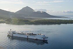 USNS Mercy at anchor in Simpson Harbour