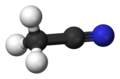 Ball and stick model of acetonitrile