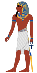 modern drawing of a pharaoh wearing a standard Shendyt