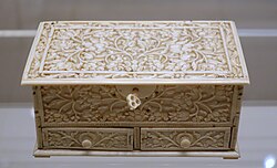 Ivory casket with two drawers, North India