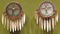 Earrings made of shell, brass and beads