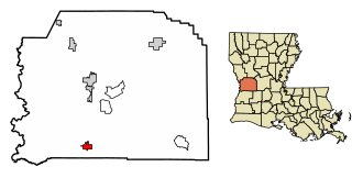 Location of Rosepine in Vernon Parish, Louisiana.
