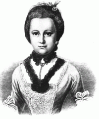 Black-and-white portrait of Anna Katharina Schönkopf
