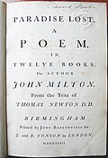 John Milton's Paradise Lost (1758)