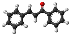 Ball-and-stick model of the chalcone molecule