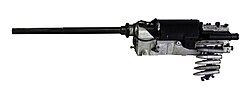 British 30 mm ADEN cannon, developed from the German Mauser MG 213 to fire mine shells.[25]