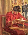 Pierre-Auguste Renoir, Christine Lerolle Embroidering, c. 1895