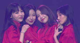 Mamamoo in 2023 From left to right: Moonbyul, Wheein, Solar, and Hwasa