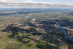 Aerial view of the town