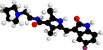 Ball-and-stick model of the toceranib molecule