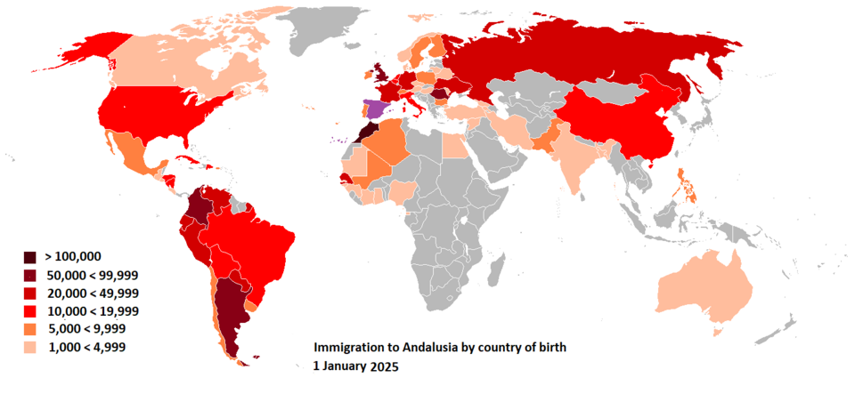 Foreign-born population of Andalusia (2025)