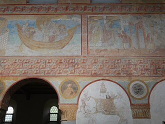 Romanesque meanders, probably the late 10th century, fresco, Church of Saint George, Reichenau, Germany[8]