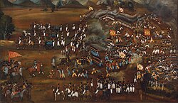 Painting of the defeat of the Russian Trinity Infantry Regiment in the Battle of Sultanabad, in 1812