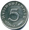 Wartime zinc 5 Reichspfennig (reverse)