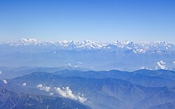Aerial view of the Himalayas of the Jammu Region, as seen from Jammu - Delhi flight