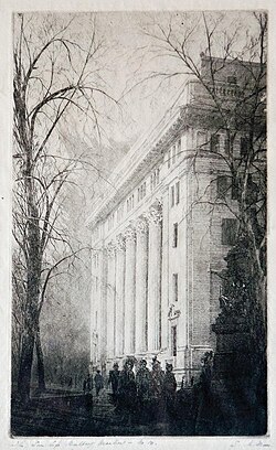 Etching of a side of the building