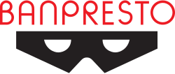The word "BANPRESTO" in red, above a black visor graphic.