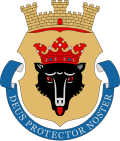 Motto Deus protector noster (Latin for 'God is our protector') below the arms of Pori[19]